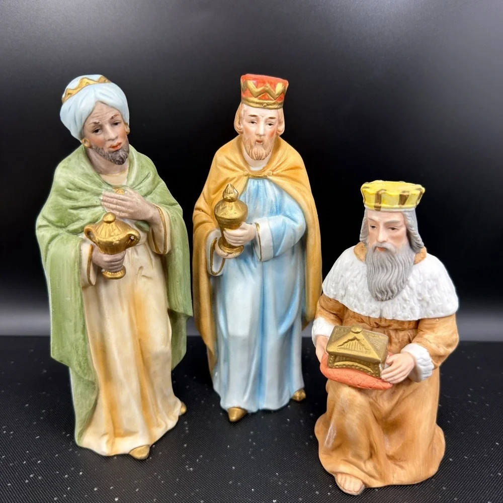 Homco Three Wise‎ Men Nativity Figurines Porcelain Christmas Magi Set of 3 Large